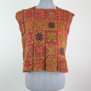 Handmade Granny Square Crochet Patchwork Sleeveless Top